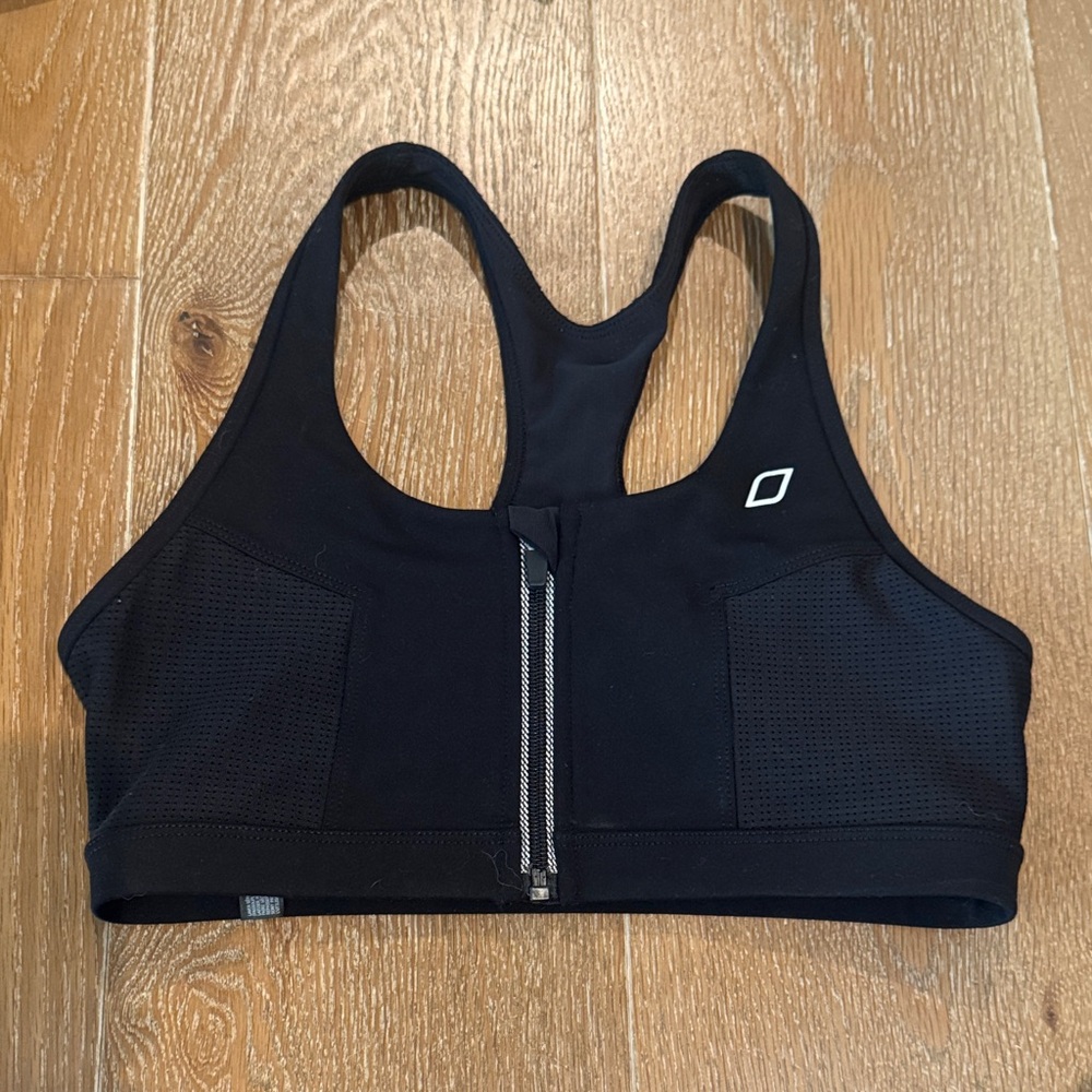 Lorna Jane Black Sports Bra with Front Zipper